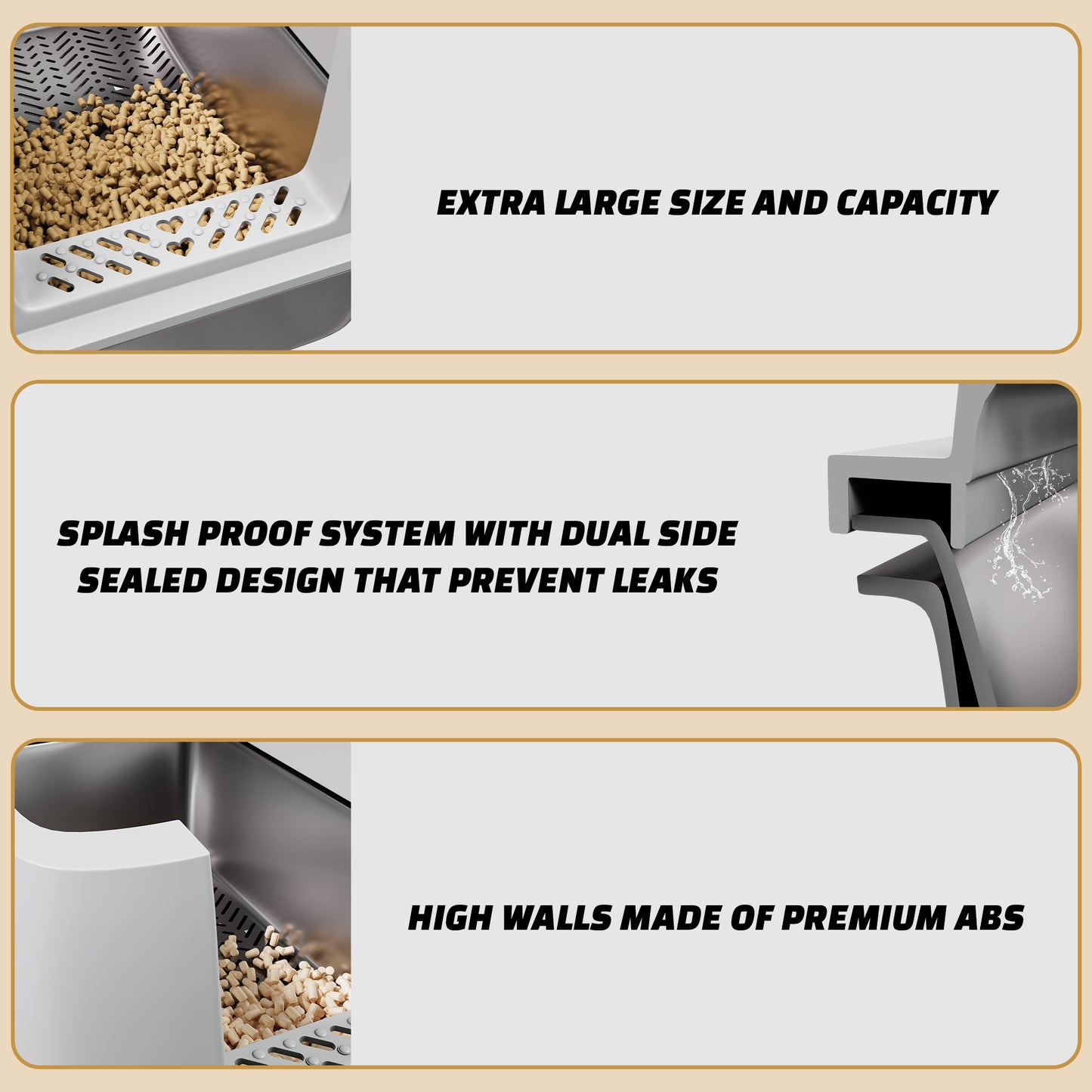 Stainless Steel Sifting Litter Box - Grey