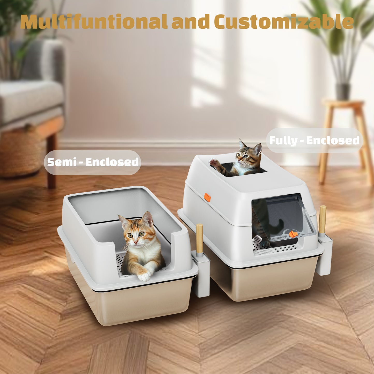 Stainless Steel Sifting Litter Box - Grey